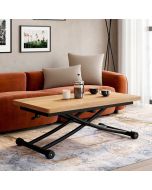 Mesa de centro elevable industrial - madera negra - 114 cm