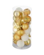 Conjunto de 24 bolas de navidad, 4 cm de diámetro, doradas/blancas