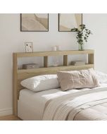 Cabecero de cama con LED roble sonoma 160x17x102 cm es9941