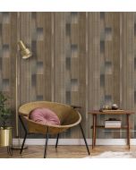 Papel pintado texturizado tnt tablas madera envejecida marron