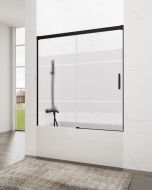 Mampara de bañera frontal + corredera basic 155-160cm serigrafiado negro