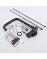 Grifo de cocina - acero inoxidable - mezclador plegable - negro mate - aire