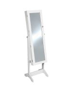 Espejo con joyero ajustable, estable y cerradura con llave blanco