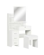 Tocador con espejo 80x38x143 cm color blanco Homcom