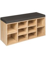 Zapatero con banco, 10 pares, 103,5 x 48 x 30 cm, gris/roble claro