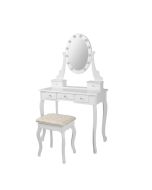 Tocador clásico con taburete y luces LED 80x129x40 cm blanco ml-design
