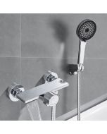 Grifo de bañera - cromado - mezclador de pared - 5 funciones - diseño recta