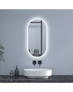 Espejo de baño LED 450 x 900 mm, ovalado, antivaho, luminosidad regulable