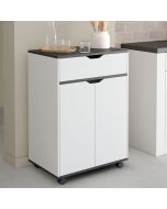 Carrito auxiliar de cocina con ruedas - blanco gris - 60 cm