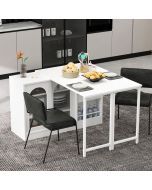 Mesa alta extensible giratoria 360 con almacenaje blanco 76,7x121,5x40cm