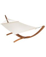 Tectake hamaca doble resistente de madera 200kg, 415x150x124cm blanco