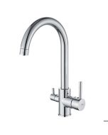 Grifo de cocina - latón - 3 vías - filtro de agua - rotativo 360° - 2 manij
