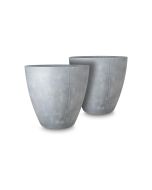 Keter set 2x macetero polyal betón redondo 40 cm y 30l - gris