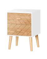 Mesita de noche 40x30x55,5cm mdf y madera maciza bicolor Homcom