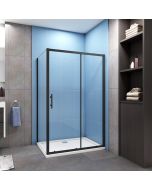Mampara de ducha rectangular corredera frontal,negro mate 1200x700x1850mm