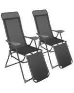 Set 2 sillas, plegables de aluminio y ajustable, antracita