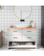 Encimera baño madera maciza tratada marrón claro 120x60x(2-6)cm eerf1161