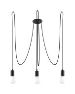 Candelabro edison 3 negro tela/acero 300x150x300cm