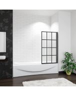 Aica mampara de bañera abatible,vidrio 6mm,negro mate, (78-80)x140cm