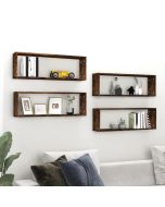 Estante cúbico de pared 4 uds madera roble ahumado 80x15x26,5cm