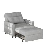 Sillón convertible - lino gris claro - 70 x 190 cm