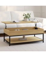 Mesa baja elevable rectangular - diseño industrial - 100 cm - marrón