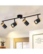 Nettlife lámpara  4 focos de madera gu10 negro orientable 330° para salón
