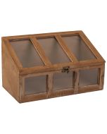 Caja de madera con ventanas marrón 35x19x12/20h cm