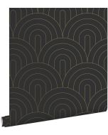 Estahome papel pintado arte deco blanco y negro 53 cm x 10.05 m