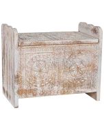Baúl de madera blanco y marrón acabado artesanal 60x36x50cm