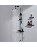 Auralum columna de ducha termostática 38°c set de ducha negro con 3 modos d