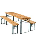 Tectake mesa exterior plegable con 2 bancos de madera y acero 170x46x77cm