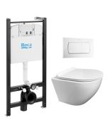 Pack cisterna roca active y pulsador blanco brillo con wc round de kp