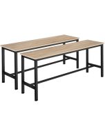 Set de 2 bancos de estilo industrial 108x325x50 cm madera clara