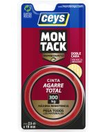 Cinta de doble cara con malla Montack 19mm 2,5m