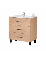 Conjunto mueble de baño y lavabo Virna color roble y negro 80x45cm Jumar