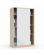 Armario puertas correderas blanco y roble 200x120 cm