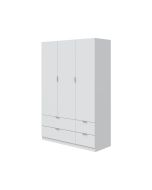 Armario blanco 3 puertas y 4 cajones 200x135x52 cm