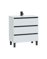 Conjunto mueble de baño y lavabo Cora color blanco y negro 80x45cm