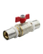 Válv. esfera conex. multic. prensar palomilla roja dn16