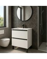 Conjunto mueble de baño y lavabo Ona color blanco y gris antracita 80x45cm