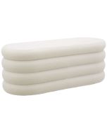 Tectake banco madera tapizado, almacenaje, bouclé blanco/crema