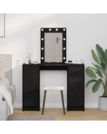 Mesa de tocador con luces LED roble negro 102x33x135 cm oif859455