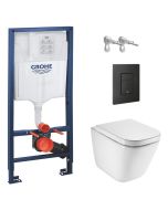 Grohe cisterna + pulsador even negro mate + inodoro susp roca the gap