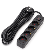 Aigostar regleta 4 enchufes, alargador 5m con interruptor, negro