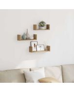 Estante de pared 3 uds madera de ingeniería roble artesanal