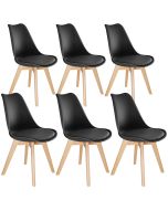 6 sillas de comedor, asiento acolchado, ergonómicas y estables, negro