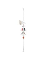 Estantería telescópica ducha 276-330 cm blanca 4 estantes acero inox