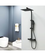 Aica columna ducha termostato 38℃  30x30cm (12") alcachofa grande negro