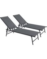 Juego de 2 tumbonas metálicas "sublima" - 180 x 54 x 104 cm - antracita